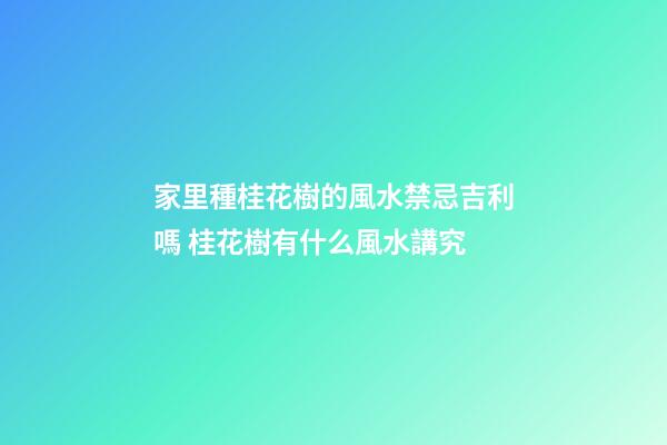 家里種桂花樹的風水禁忌吉利嗎 桂花樹有什么風水講究
